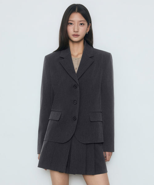 MUSINSA STANDARD WOMAN MUSINSA STANDARD WOMAN Jacket Women's regular fit 3 button blazer [medium gray]