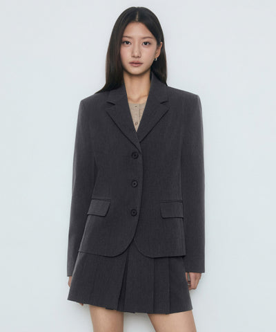 MUSINSA STANDARD WOMAN Jacket Women's regular fit 3 button blazer [medium gray]