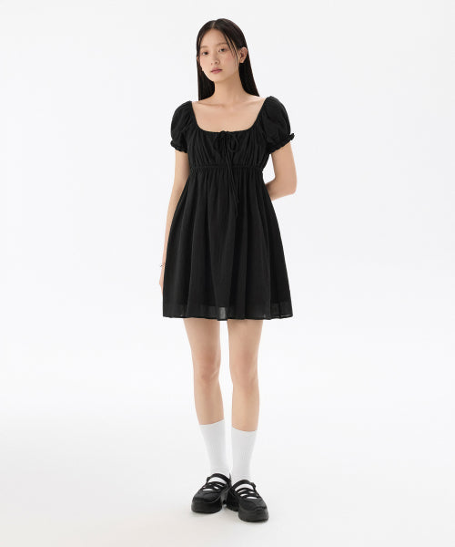 MUSINSA STANDARD WOMAN MUSINSA STANDARD WOMAN Cotton Babydoll Mini Dress (Black)