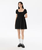 MUSINSA STANDARD WOMAN MUSINSA STANDARD WOMAN Cotton Babydoll Mini Dress (Black)