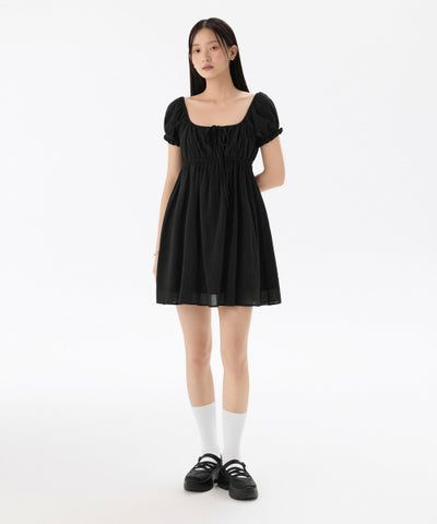 MUSINSA STANDARD WOMAN Cotton Babydoll Mini Dress (Black)