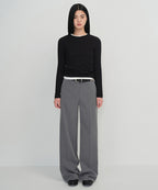 MUSINSA STANDARD WOMAN MUSINSA STANDARD WOMAN Slacks Wide Hidden Banding [Melange Gray]