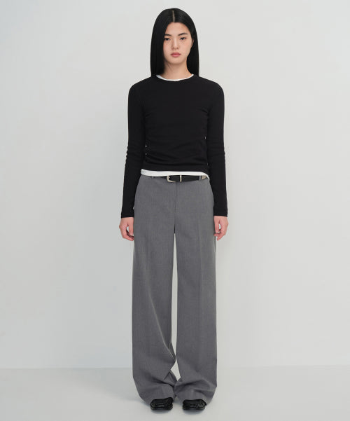 MUSINSA STANDARD WOMAN MUSINSA STANDARD WOMAN Slacks Wide Hidden Banding [Melange Gray]
