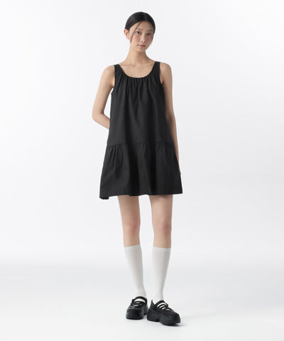 MUSINSA STANDARD WOMAN Cotton Tiered Mini Dress (Black)