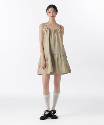 MUSINSA STANDARD WOMAN Women's Cotton Tiered Mini Dress (Beige)