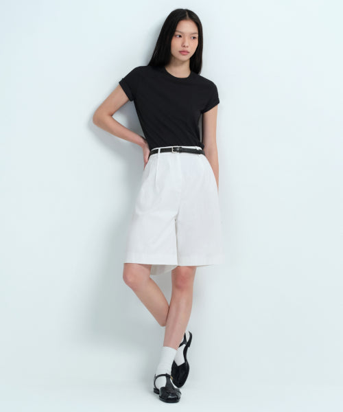 MUSINSA STANDARD WOMAN MUSINSA STANDARD WOMAN Women's Cotton Wide Bermuda Shorts (White)
