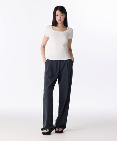 MUSINSA STANDARD WOMAN Slacks Wide Banding [Iron Gray]