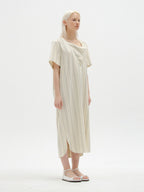 EENK STACEY Short Sleeve Dress - Light Beige Stripe