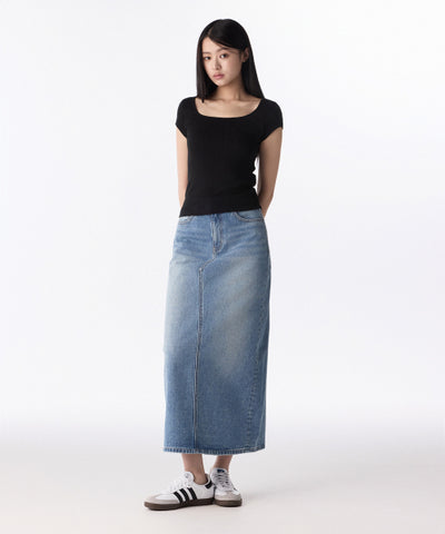 MUSINSA STANDARD WOMAN Denim Maxi Skirt Light Indigo