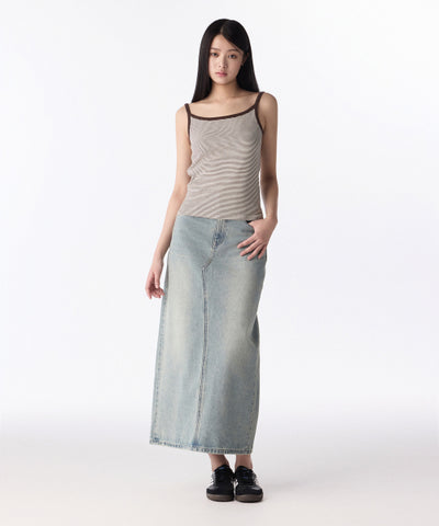 MUSINSA STANDARD WOMAN Denim Maxi Skirt Yellow Sky Blue