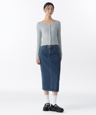 MUSINSA STANDARD WOMAN Denim Midi Skirt Medium Indigo