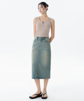 MUSINSA STANDARD WOMAN MUSINSA STANDARD WOMAN Denim Midi Skirt Yellow Sky Blue