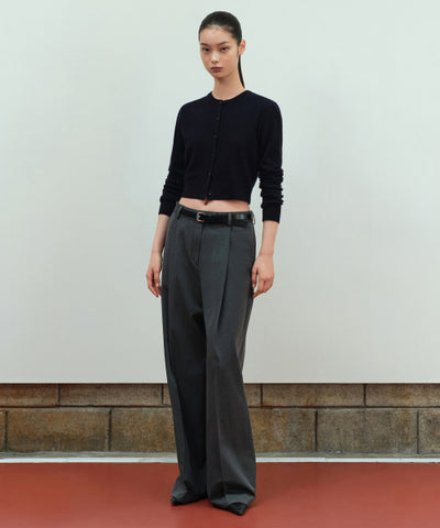 MUSINSA STANDARD WOMAN Slacks Low Waist Deep Tuck [Medium Gray]