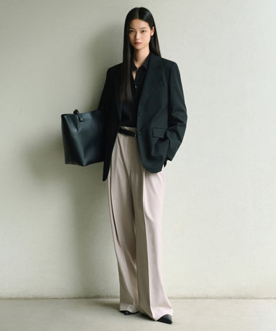 MUSINSA STANDARD WOMAN Slacks Low Waist Deep Tuck (Light Beige)