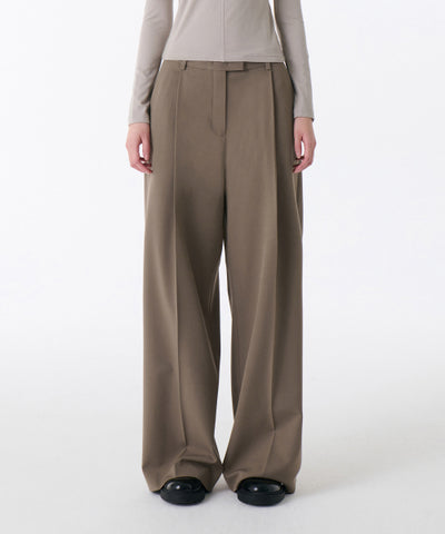 MUSINSA STANDARD WOMAN Slacks Low Waist Deep Tuck Dusty Beige