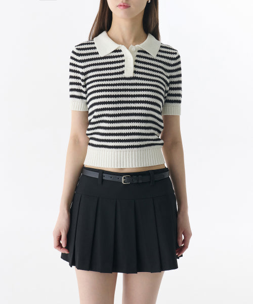 MUSINSA STANDARD WOMAN MUSINSA STANDARD WOMAN Women's Striped Knitted Polo Shirt (Size S)