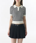 MUSINSA STANDARD WOMAN MUSINSA STANDARD WOMAN Women's Striped Knitted Polo Shirt (Size S)