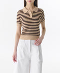 MUSINSA STANDARD WOMAN MUSINSA STANDARD WOMAN Women's Striped Knitted Polo Shirt (S)