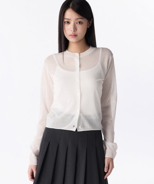 MUSINSA STANDARD WOMAN MUSINSA STANDARD WOMAN Women's Sheer Round Neck Cardigan [White]