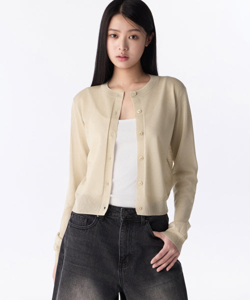 MUSINSA STANDARD WOMAN MUSINSA STANDARD WOMAN Women's Sheer Round Neck Cardigan [Light Beige]
