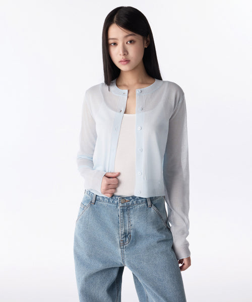 MUSINSA STANDARD WOMAN MUSINSA STANDARD WOMAN Cardigan Sheer Pastel Blue