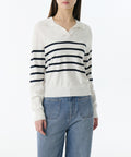 MUSINSA STANDARD WOMAN MUSINSA STANDARD WOMAN Women's Striped Slit Neck Long Sleeve Polo Shirt (Size)