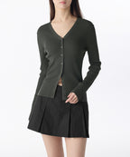 MUSINSA STANDARD WOMAN MUSINSA STANDARD WOMAN Women's Ribbed Slim Cardigan Dark Gray