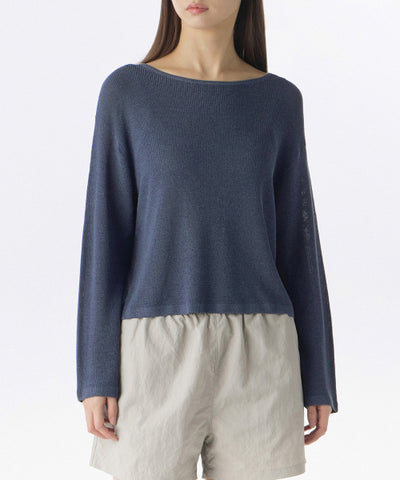 MUSINSA STANDARD WOMAN Women's Knitwear Sheer Knit [Blue Gray]