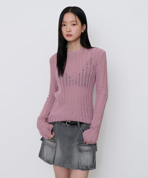 MUSINSA STANDARD WOMAN MUSINSA STANDARD WOMAN Women's Knitwear Crew Neck [Smoke Pink]