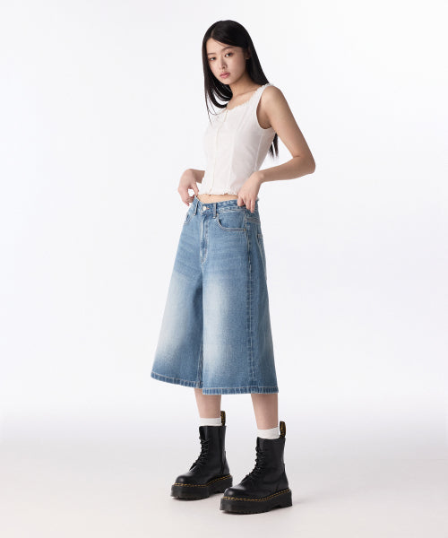 MUSINSA STANDARD WOMAN MUSINSA STANDARD WOMAN Women's Denim Bermuda Pants [Light Indigo]