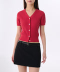 MUSINSA STANDARD WOMAN MUSINSA STANDARD WOMAN Cardigan Short Sleeve [Red]
