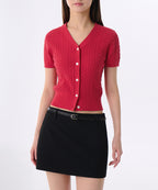 MUSINSA STANDARD WOMAN MUSINSA STANDARD WOMAN Cardigan Short Sleeve [Red]