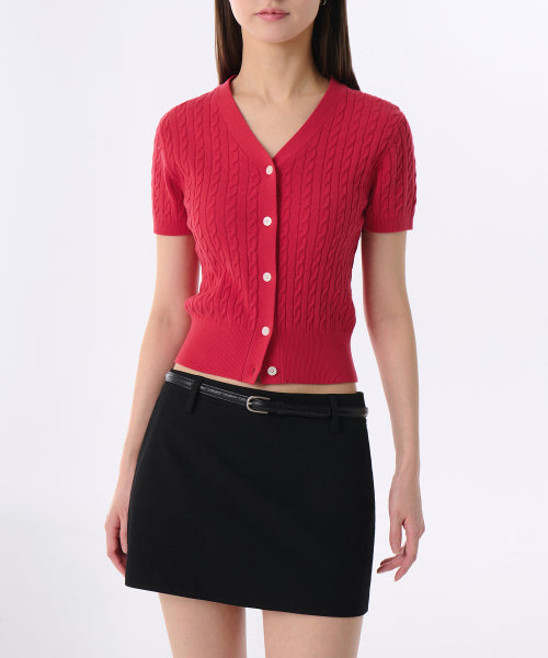 MUSINSA STANDARD WOMAN MUSINSA STANDARD WOMAN Cardigan Short Sleeve [Red]
