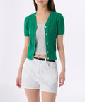 MUSINSA STANDARD WOMAN MUSINSA STANDARD WOMAN Cardigan Short Sleeve [Green]