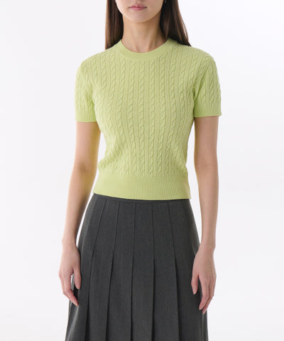 MUSINSA STANDARD WOMAN Women's Cable Crew Neck Short Sleeve Knit [Melon]