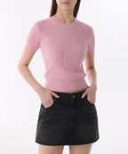 MUSINSA STANDARD WOMAN MUSINSA STANDARD WOMAN Women's Cable Crew Neck Short Sleeve Knit [Pink]
