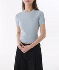 MUSINSA STANDARD WOMAN MUSINSA STANDARD WOMAN Women's Cable Crew Neck Short Sleeve Knit [Pastel Blue]