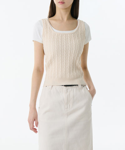 MUSINSA STANDARD WOMAN Women's Cable Knit Sleeveless Top (Size L)