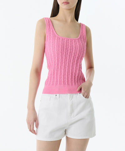 MUSINSA STANDARD WOMAN Women's Cable Knit Sleeveless Top [Pink]