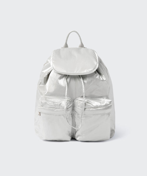 MUSINSA STANDARD WOMAN MUSINSA STANDARD WOMAN Women's Shiny Flap Mini Backpack Silver