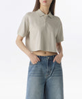 MUSINSA STANDARD WOMAN MUSINSA STANDARD WOMAN Relaxed Crop Pique Polo Shirt (Mushroom)