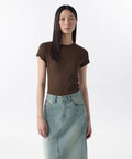 MUSINSA STANDARD WOMAN MUSINSA STANDARD WOMAN T-Shirt Slim Crew Neck [Dark Brown]