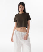 MUSINSA STANDARD WOMAN MUSINSA STANDARD WOMAN Crew Neck Crop T-Shirt (Dark Brown)