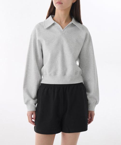 MUSINSA STANDARD WOMAN MUSINSA STANDARD WOMAN Sweatshirt Collared Melange Light Gray