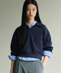 MUSINSA STANDARD WOMAN MUSINSA STANDARD WOMAN Sweatshirt Collared Navy