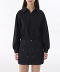 MUSINSA STANDARD WOMAN MUSINSA STANDARD WOMAN Women's Double Knit Collared Sweatshirt [Black]