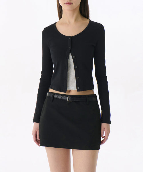 MUSINSA STANDARD WOMAN MUSINSA STANDARD WOMAN Cardigan Slim Scoop Neck [Black]