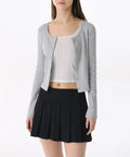 MUSINSA STANDARD WOMAN MUSINSA STANDARD WOMAN Cardigan Slim Scoop Neck [Melange Gray]