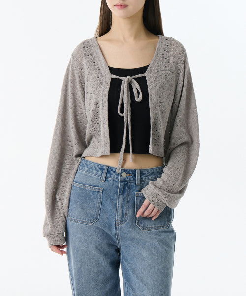 MUSINSA STANDARD WOMAN MUSINSA STANDARD WOMAN Crochet Tie Up Crop Cardigan