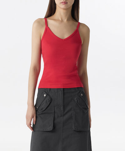 MUSINSA STANDARD WOMAN V-neck Sleeveless Top Red
